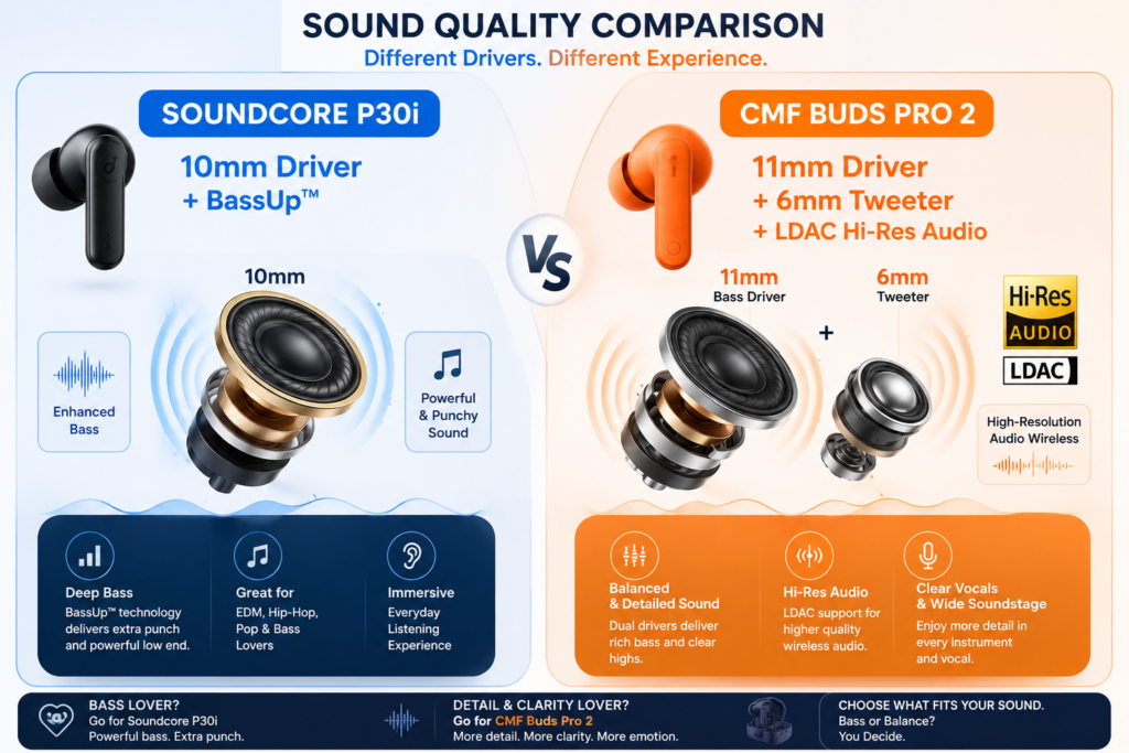 Soundcore P30i vs CMF Buds Pro 2 